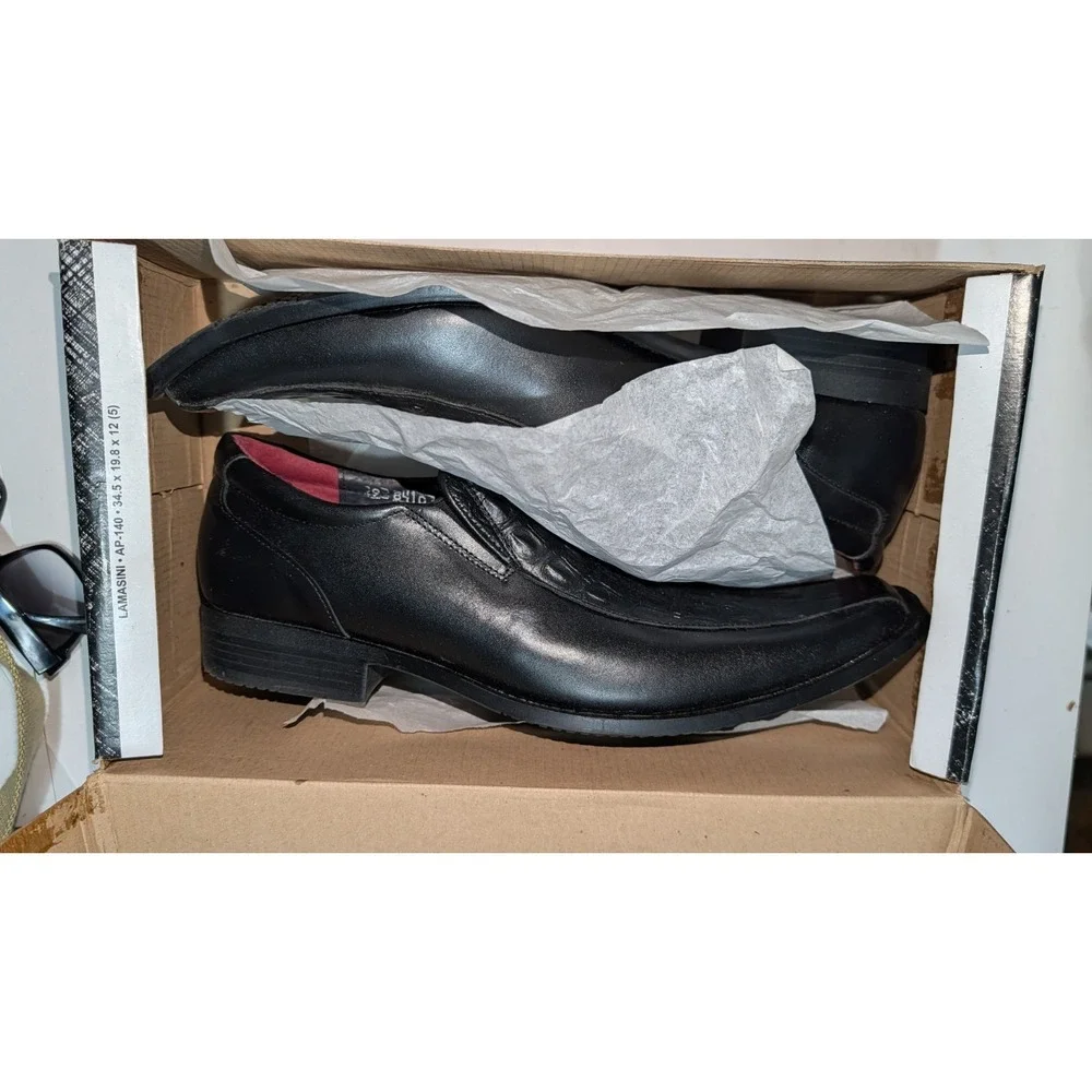 Lamasini Bull LEATHER Men's Loafer Dress Shoes Wedding Prom Formal 10 Black‎
